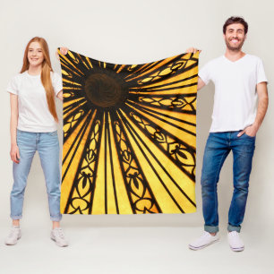 Yellow and Black Radial Print Fleece Blanket