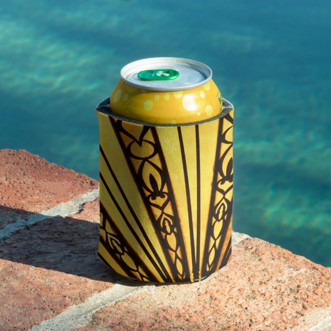 Yellow and Black Radiant Pattern  Can Cooler (In Situ Pool)