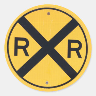 Yellow and Black Railroad Crossing Sign Photograph Classic Round Sticker