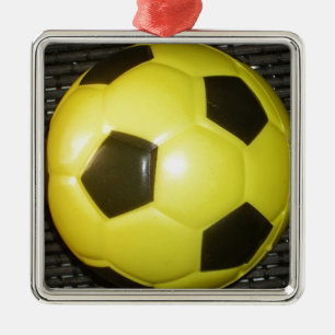 Yellow and Black Soccer (Football) Abstract Design Metal Tree Decoration