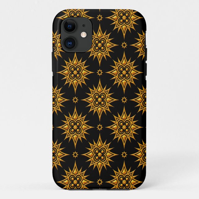 Yellow and Black Star Pattern Case-Mate iPhone Case (Back)