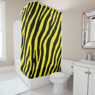 Yellow and Black Stripe Design Shower Curtain