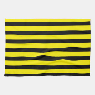 Yellow and black striped tea towel