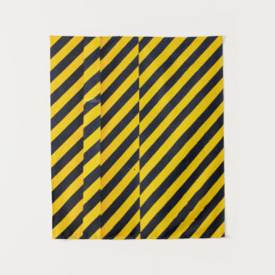 Yellow and black striped textile tapestry