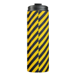 Yellow and black striped textile thermal tumbler