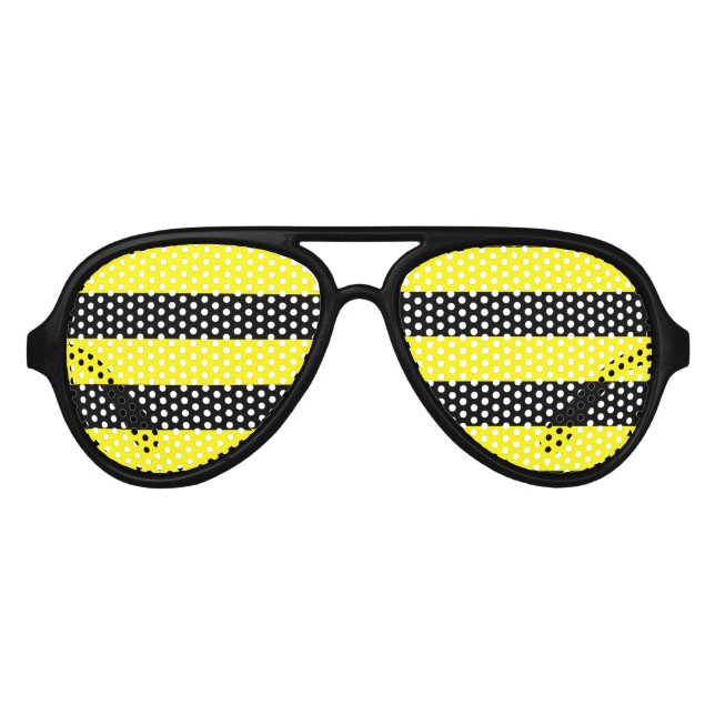 Yellow and Black Stripes Aviator Sunglasses (Front)