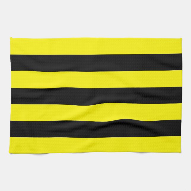 Yellow and Black Stripes Tea Towel (Horizontal)
