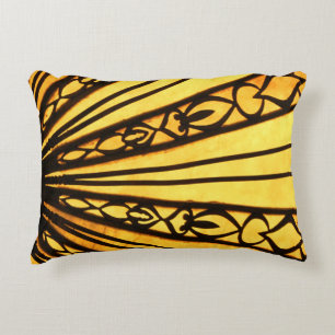 Yellow and Black Sunburst Decorative Cushion
