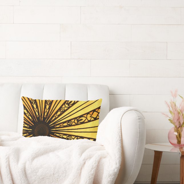 Yellow and Black Sunburst Lumbar Cushion (Couch)