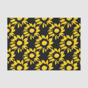 Yellow and Black Sunflower Pattern Tissue Paper