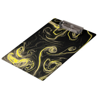 Yellow and Black Swirls Clipboard