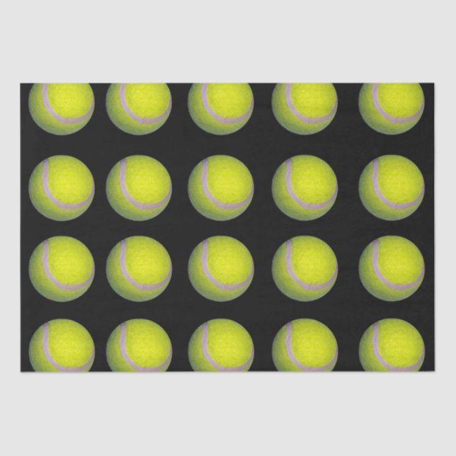 Yellow And Black Tennis Ball Pattern, Tissue Paper (Front)