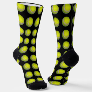 Yellow And Black Tennis Balls Pattern, Socks