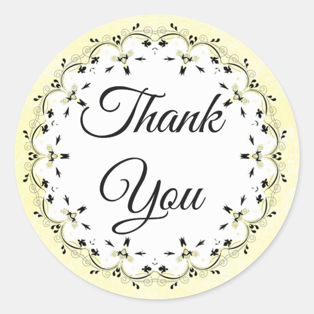 Yellow and Black Thank You Stickers (Front)