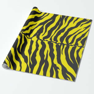 Yellow And Black Tiger Stripes Animal Print Wrapping Paper