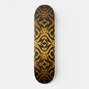 Yellow and black tribal shapes pattern skateboard