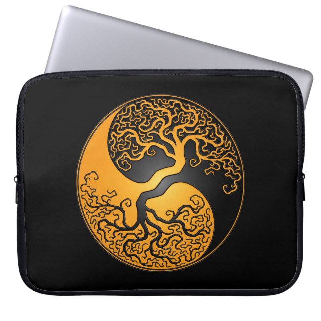 Yellow and Black Yin Yang Tree Laptop Sleeve (Front)