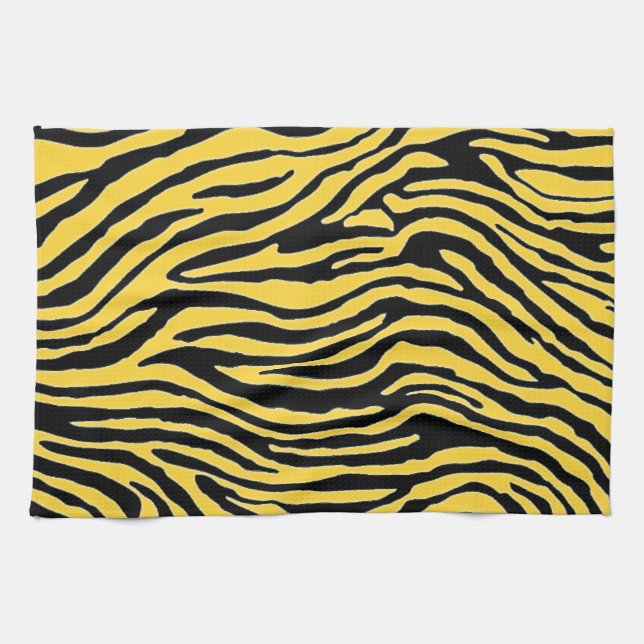 yellow and black zebra stripe tea towel (Horizontal)