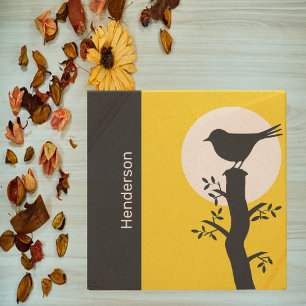 Yellow and Black Zen Vibe Bird Stone Coaster