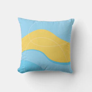 Yellow and Blue Abstract Art Design Cushion