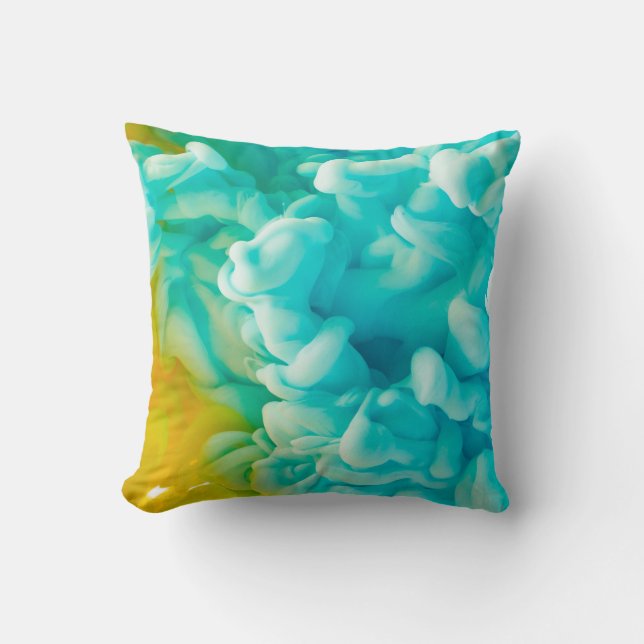 Yellow and blue abstract paint splash backgroundab cushion (Front)