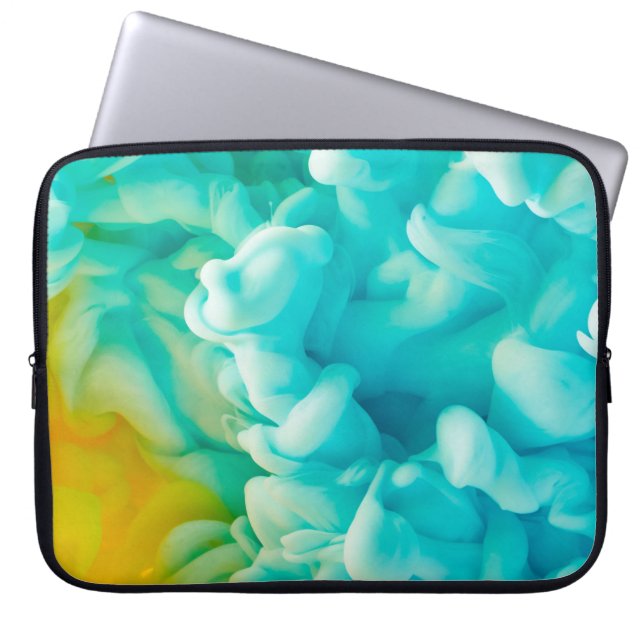 Yellow and blue abstract paint splash backgroundab laptop sleeve (Front)