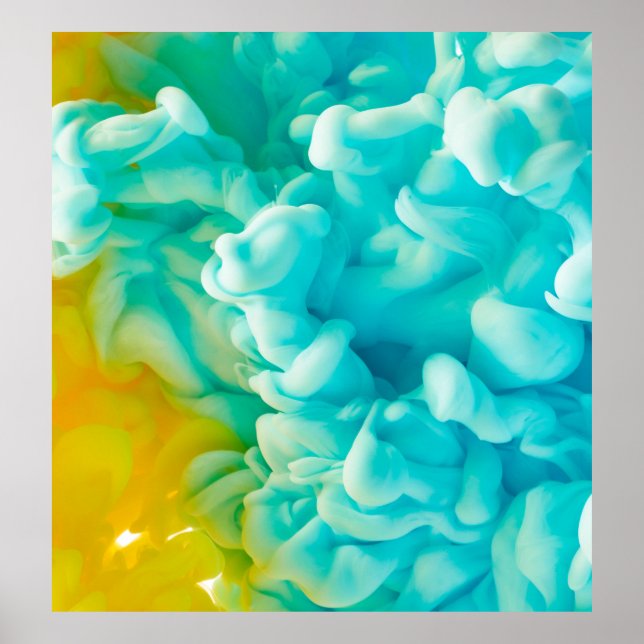 Yellow and blue abstract paint splash backgroundab poster (Front)