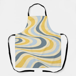 Yellow and blue abstract swirl design apron