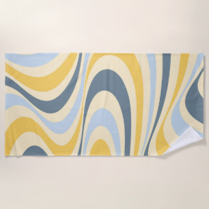 Yellow and blue abstract swirl design beach towel