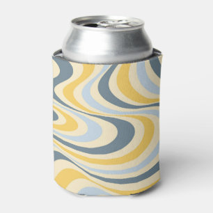 Yellow and blue abstract swirl design can cooler