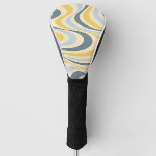Yellow and blue abstract swirl design golf head cover