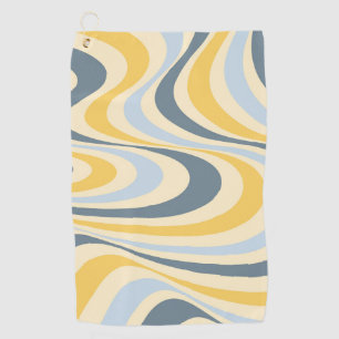 Yellow and blue abstract swirl design golf towel