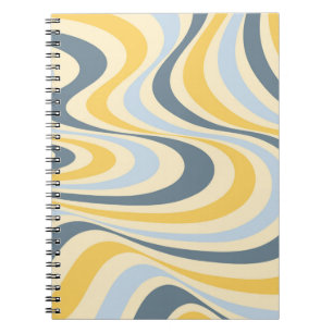 Yellow and blue abstract swirl design notebook