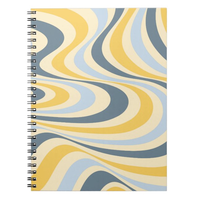 Yellow and blue abstract swirl design notebook (Front)