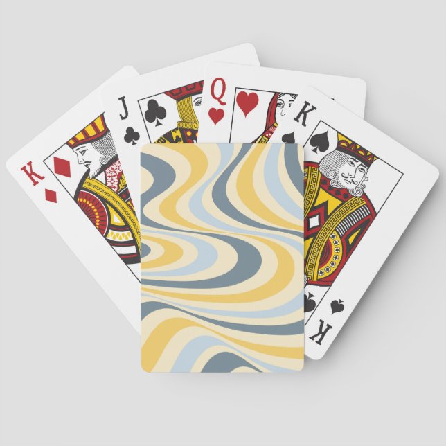 Yellow and blue abstract swirl design playing cards (Back)