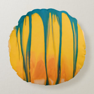 YELLOW AND BLUE APPAREL ROUND CUSHION