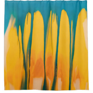 YELLOW AND BLUE APPAREL SHOWER CURTAIN