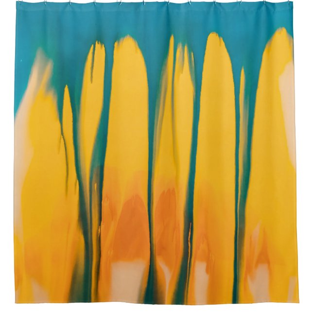 YELLOW AND BLUE APPAREL SHOWER CURTAIN (Front)