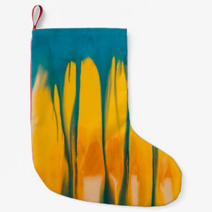 Yellow and blue apparel small christmas stocking