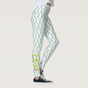 Yellow and Blue Awareness Ribbon Custom Leggings