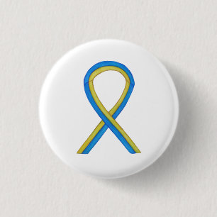 Yellow and Blue Awareness Ribbon Custom Pin Button