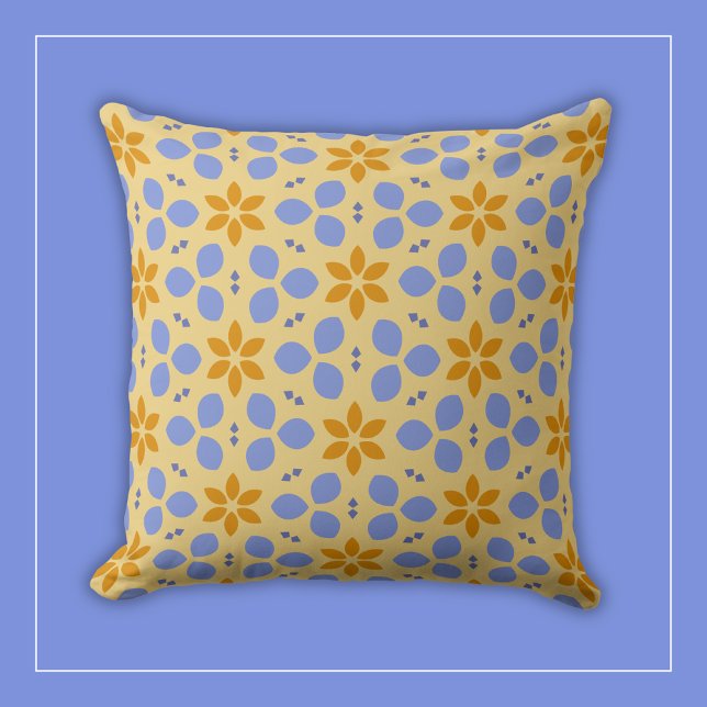 Yellow and Blue Botanical Flowers on Girly Floral Cushion (Creator Uploaded)