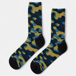 yellow and blue camo abstract socks