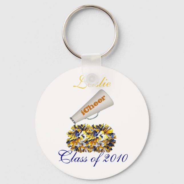 Yellow and Blue Cheerleader KeyChain (Front)