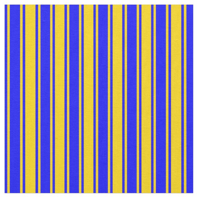 Yellow and Blue Coloured Striped/Lined Pattern Fabric (Close Up)