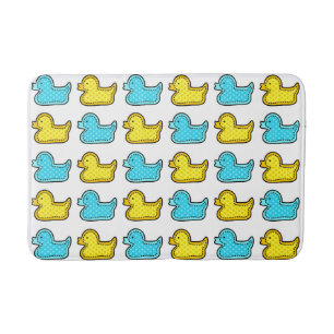 Yellow and Blue Duck Pattern Bath Mat