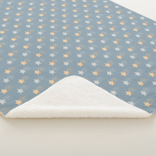 Yellow and Blue Falling Stars Baby Boy Sherpa Blanket