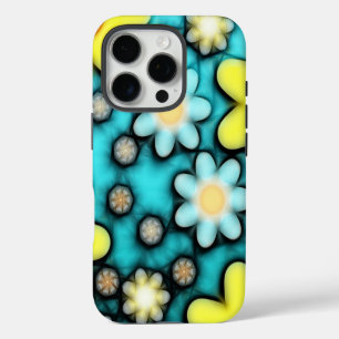 Yellow and Blue Flower Power iPhone 16 Pro Case