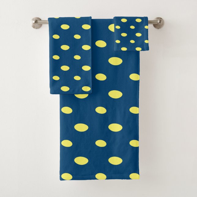 yellow and Blue Geometric Bath Towel Set (Insitu)