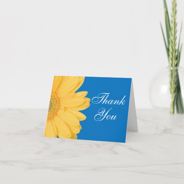 Yellow and Blue Gerber Daisy Thank You Cards (Front)
